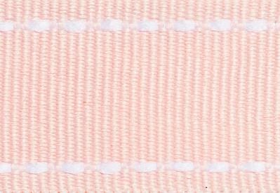 Pale Pink Grosgrain Ribbon with White Saddle Stitched Edges