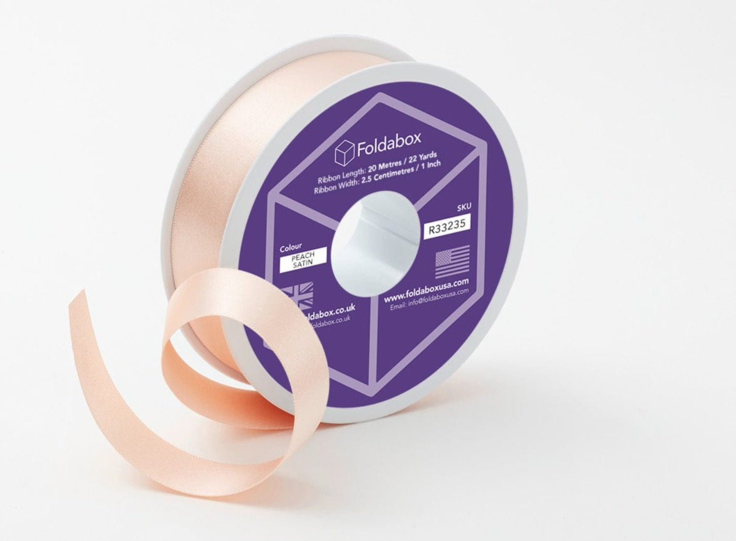 Peach 20m Recycled Satin Ribbon Roll from Foldabox
