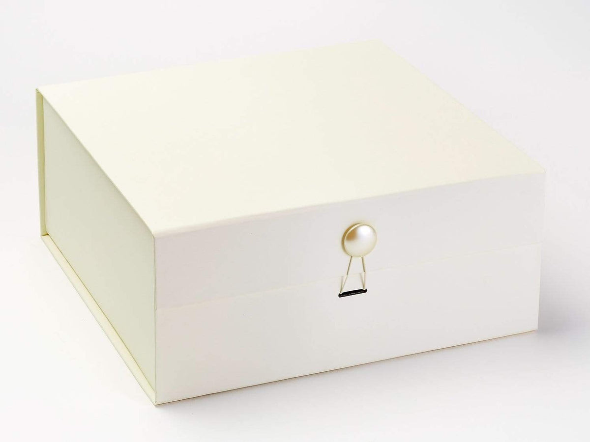 Pearl Dome Gift Box Closure on Ivory XL Deep Gift Box