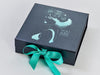 Pewter Gift Box with Mint Green Foil Design to Lid and Tropical Ribbon