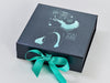 Pewter Gift Box with Mint Green Ribbon and Tropical Ribbon