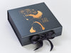 Pewter Folding Gift Box supplied with Charcoal Ribbon and featured with Gold Foil Custom Design