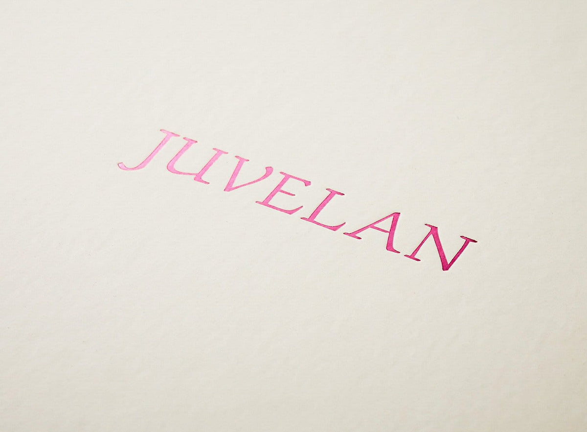 Foldabox UK Ivory Folding Gift Box with Custom Foil Blocked Pink Logo