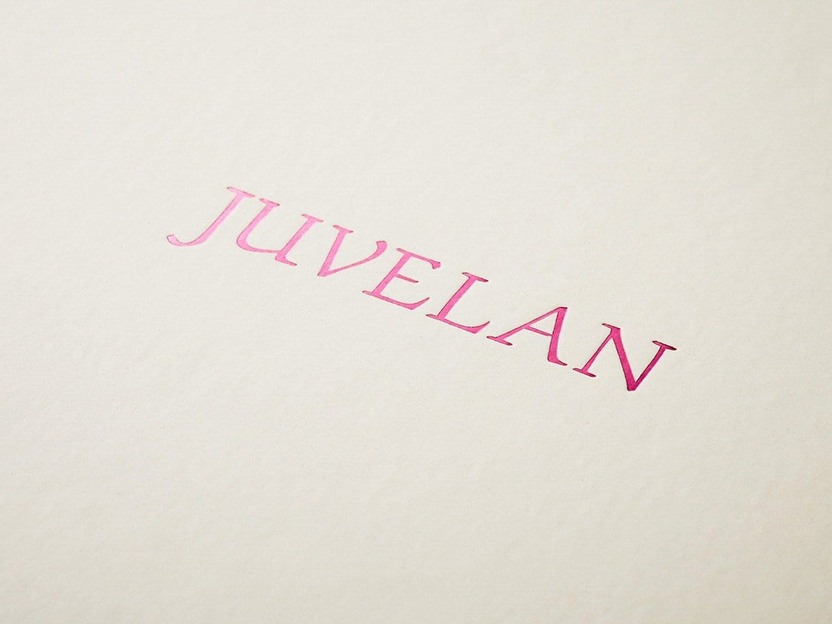 Pink Foil Logo Custom Printed to Ivory Gift Box