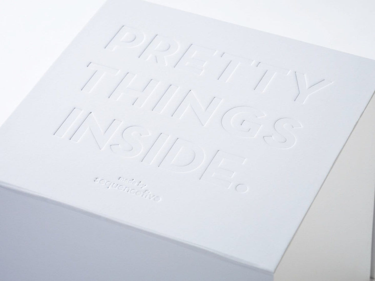 White Small Gift Box with Custom Debossed Logo to Lid