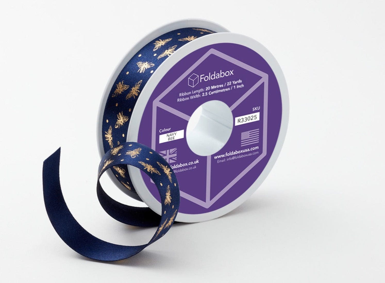 Navy Bue 20m Recycled Satin Ribbon from Fo9ldabox