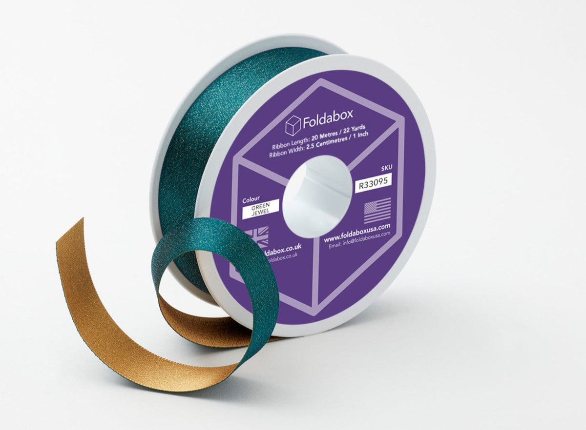 Green Jewel  Shimmer Sparkle 20m Ribbon Roll from Foldabox