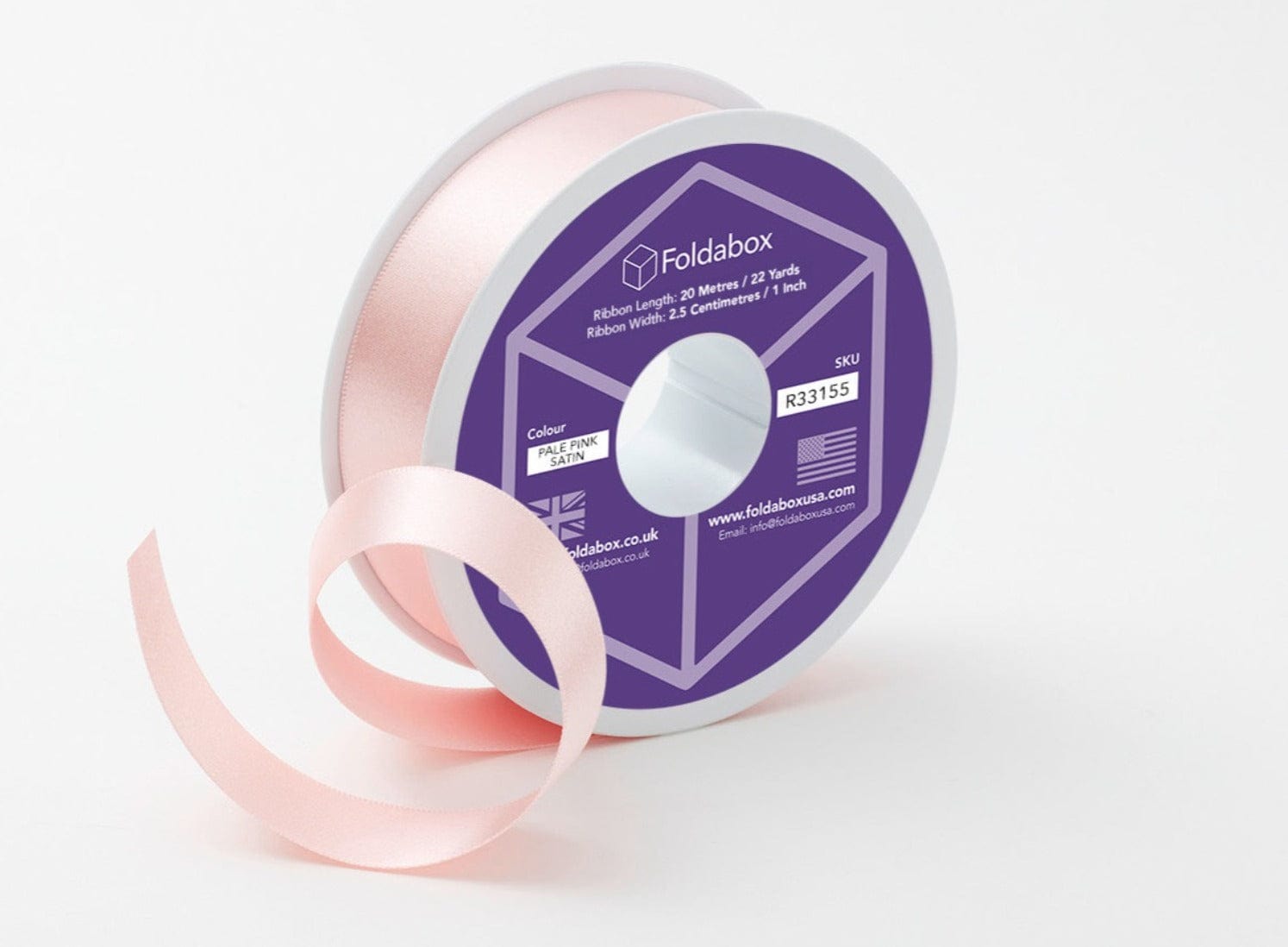 Pale Pink 20m Recycled Satin Ribbon Roll  from Foldabox