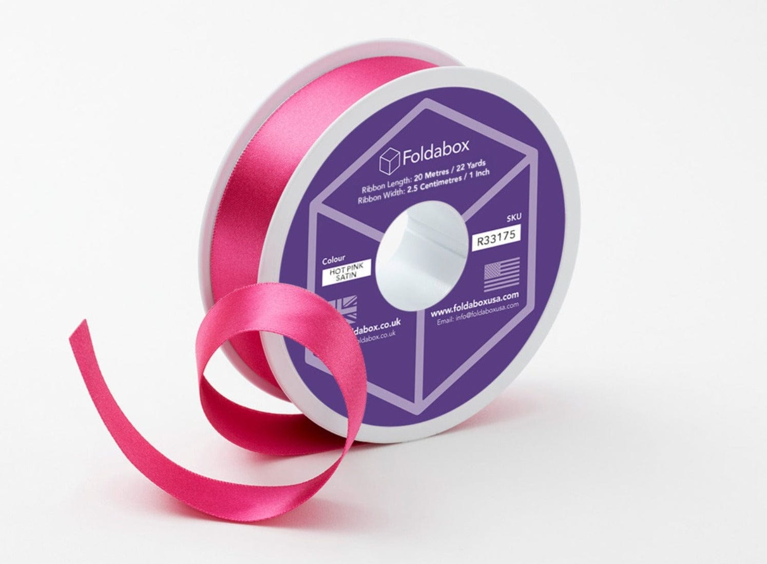 Hot Pink 20m Recycled Satin Ribbon Roll from Foldabox
