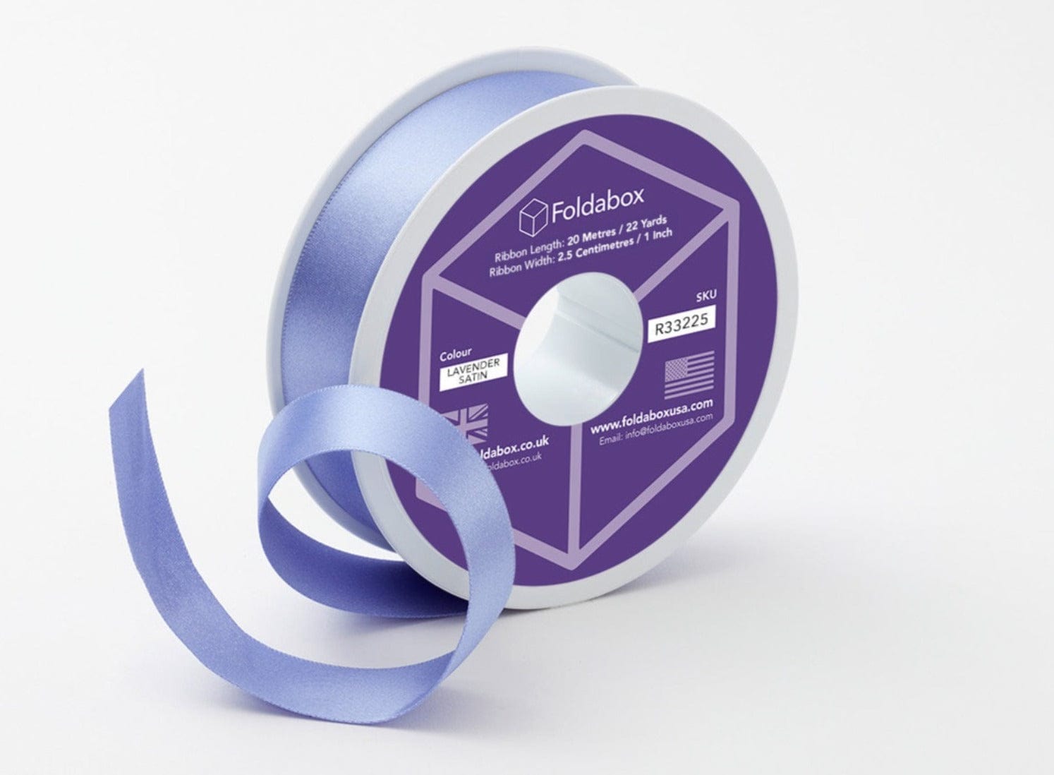 Lavender 20m Recycled Satin Ribbon Roll from Foldabox