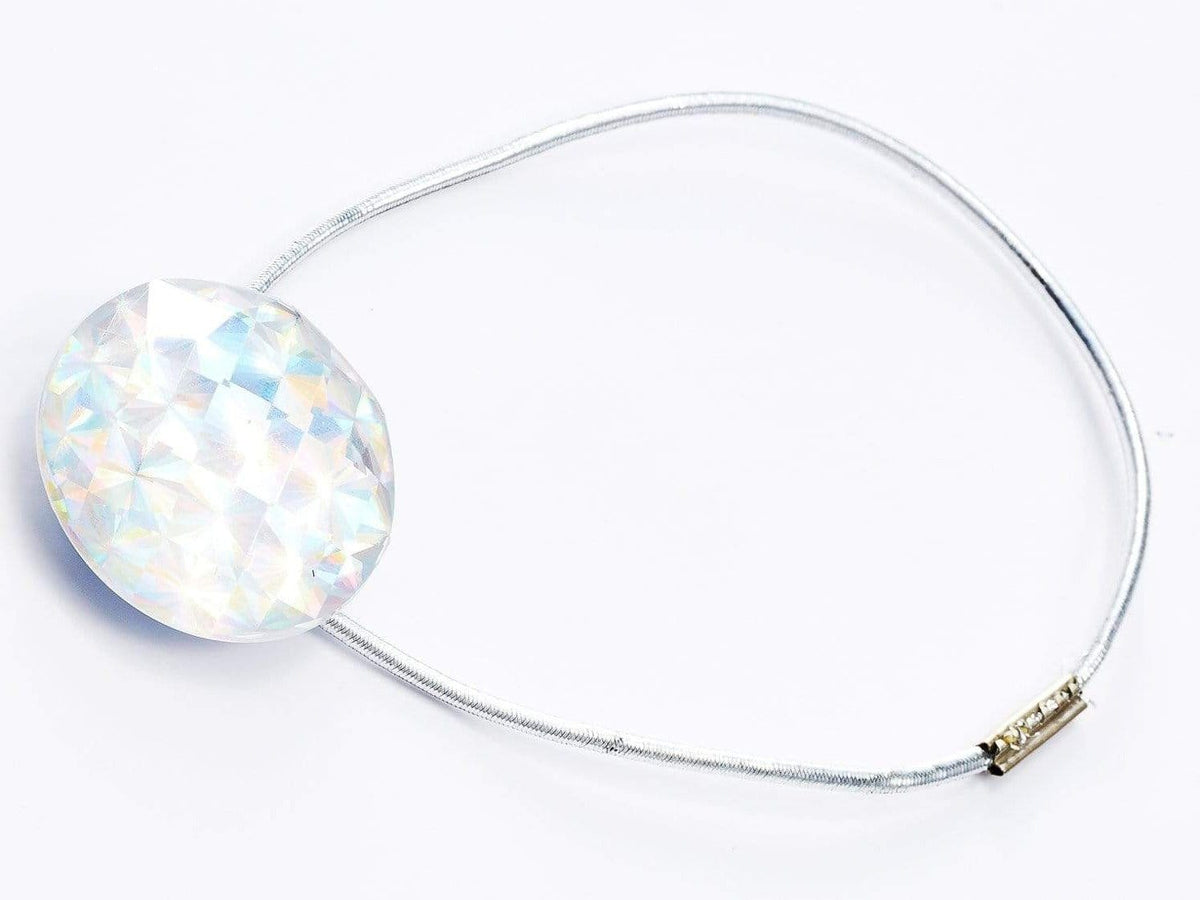 Rainbow Crystal Gemstone Closure with Silver Elastic