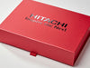Red A4 Shallow Gift Box with Custom Black Foil Hitachi Logo