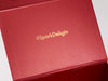 Red Gift Box with Custom Rose Gold Foil Print To Inside Lid