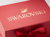 Red Gift Box with Custom Rose Gold Foil Print Design