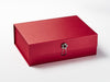 Red Gift Box with Ruby and Diamond Flower Gemstone Closure