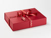 Red Wildwood Recycled Satin Ribbon Featured on Red Gift Box