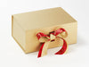 Red Wildwood Recycled Satin Ribbon Double Bow on Gold A5 Deep Gift Box