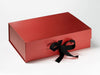 Red Pearl A4 Deep Gift Box with Black Grosgrain Ribbon
