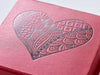 Red Folding Gift Box with Black Foil Heart Design to Lid