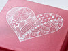 Red Folding Gift Box with Custom White Foil Heart Design