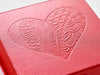 Custom Debossed Heart Design to Lid of Red Folding Luxury Gift Box