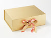 Rose Gold Recycled Satin Ribbon Featured on Gold A4 Deep Gift Box