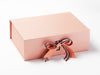 Rose Gold and Black Stripe Metallic Ribbon on Rose Gold Gift Box