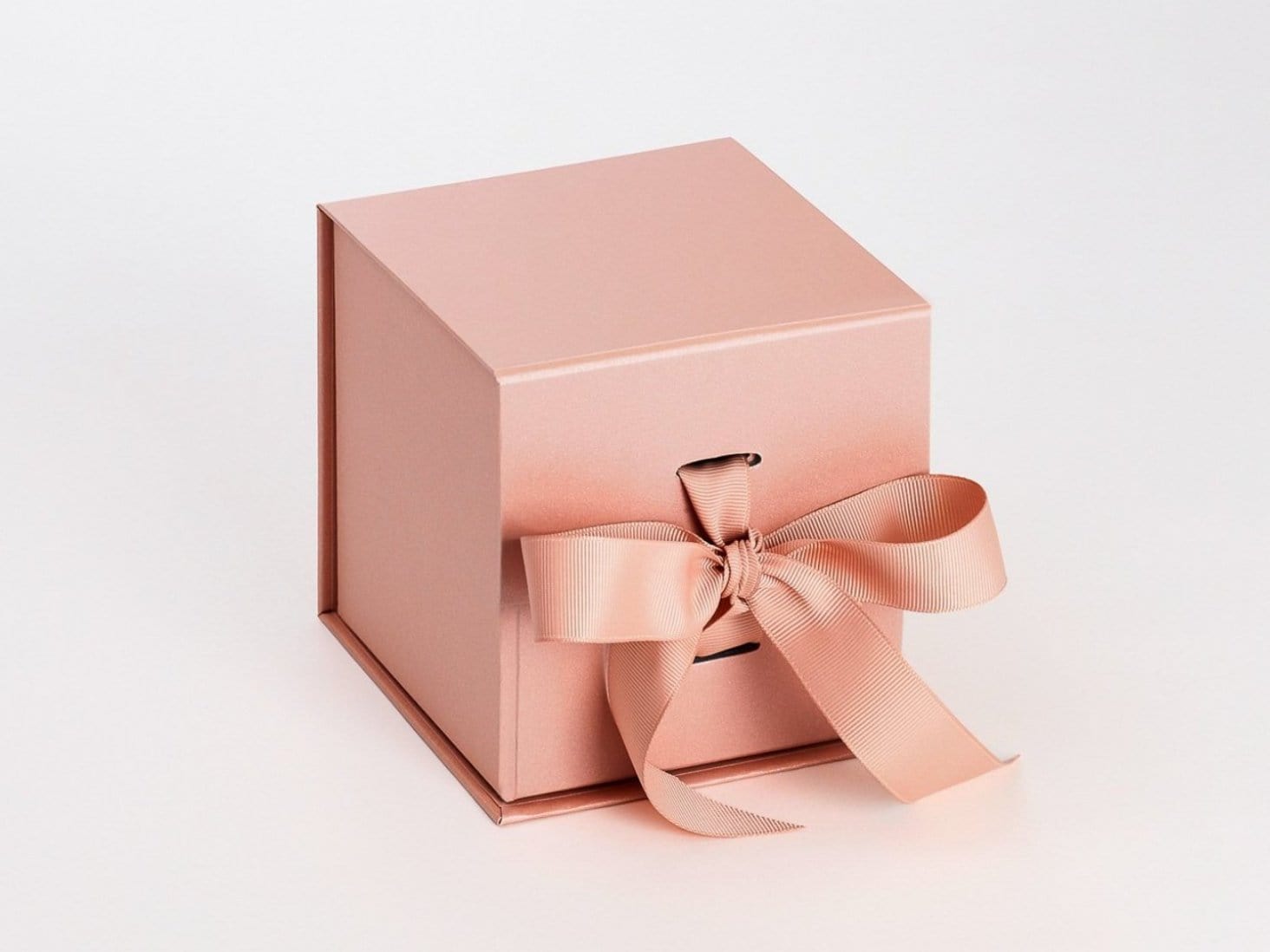 Rose Gold Large Cube Folding Gift Box with Ribbon