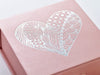 Example of Rose Gold gift box with silver foil printed heart design
