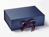 Royal Stewart Tartan Ribbon Featured on Navy Blue Gift  Box