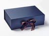 Example of Royal Stewart Double Ribbon Bow Featured on Navy A4 Deep Gift Box