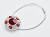 Ruby and Diamond Flower Gemstone Gift Box Closure Sample with Silver Elastic Cord Loop