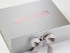 Silver Folding Gift Box Featuring Custom Printed Rose Pink Foil Logo