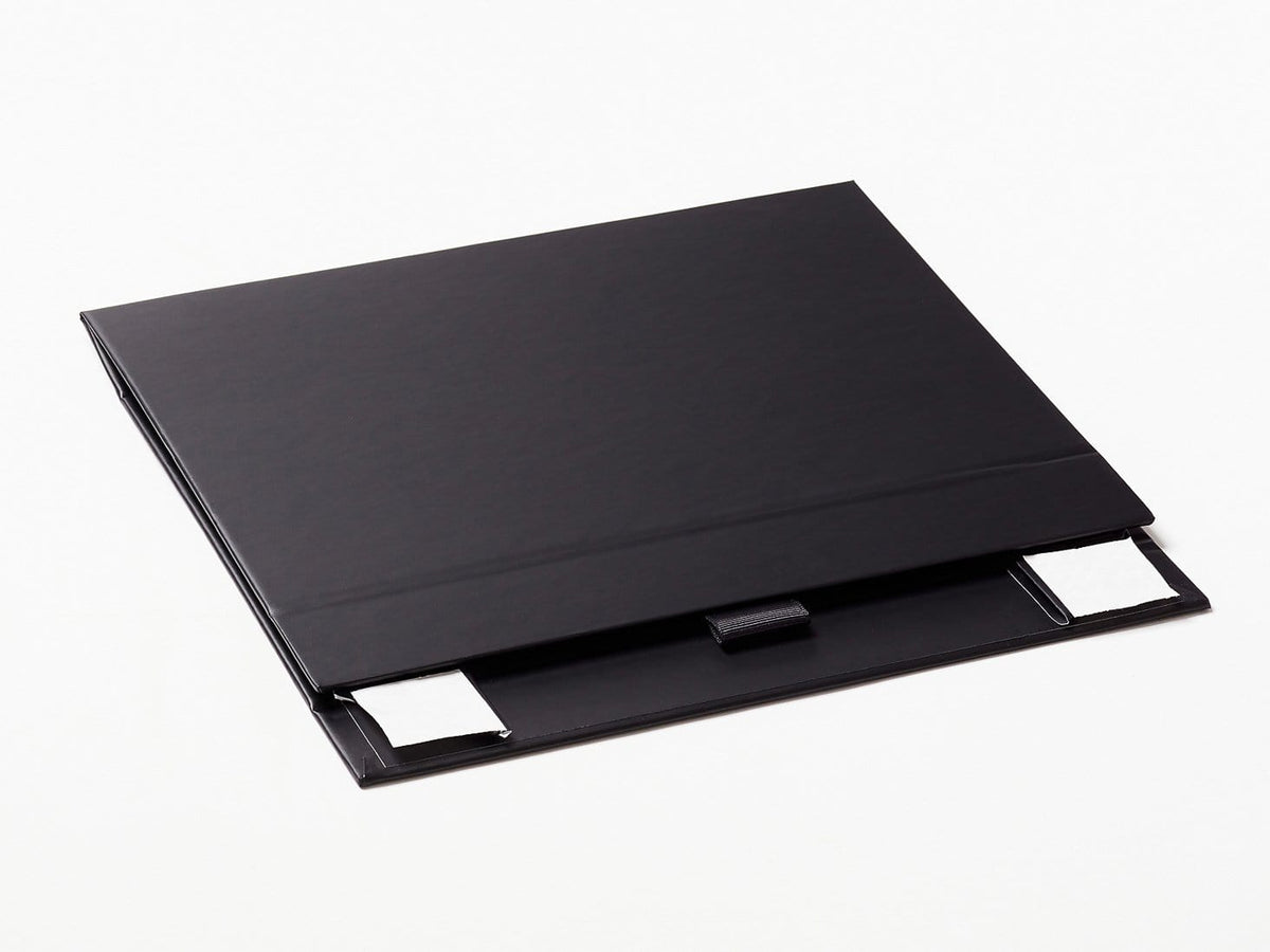Black A5 Shallow Gift Box Sample Supplied Flat with Ribbon Tab