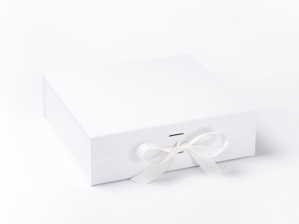 Large White Folding Gift Box or Keespake Box Sample with changeable ribbon