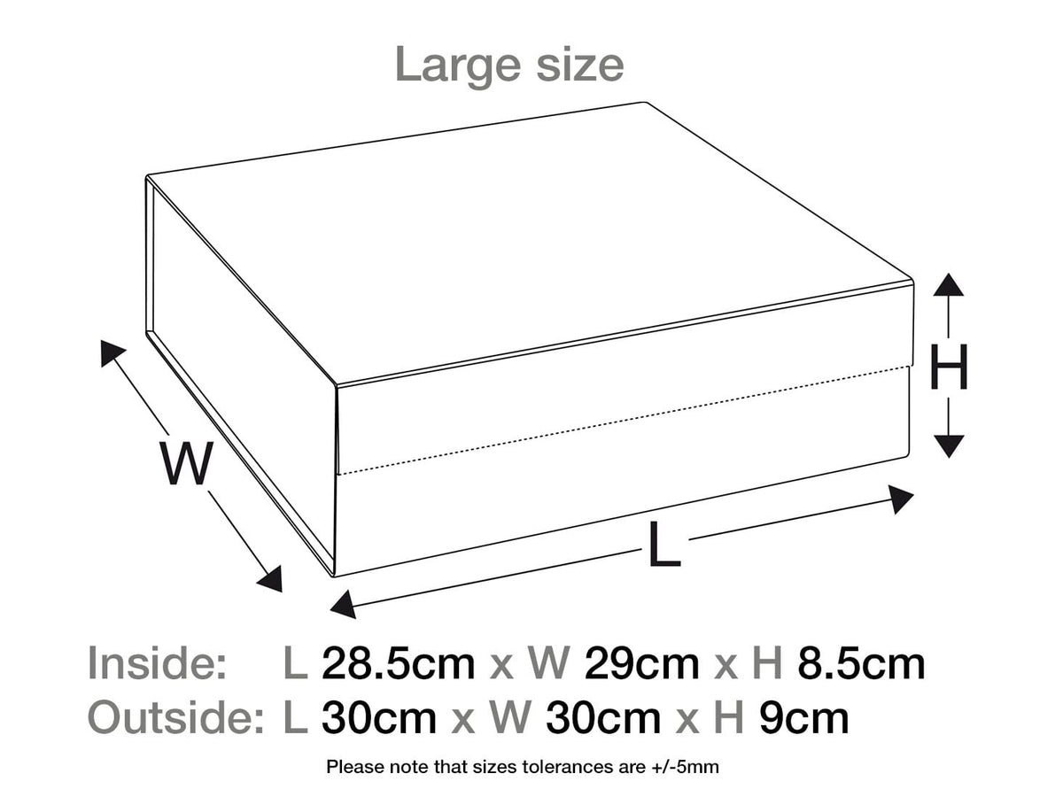 Silver Large Gift Box Sample Assembled Size