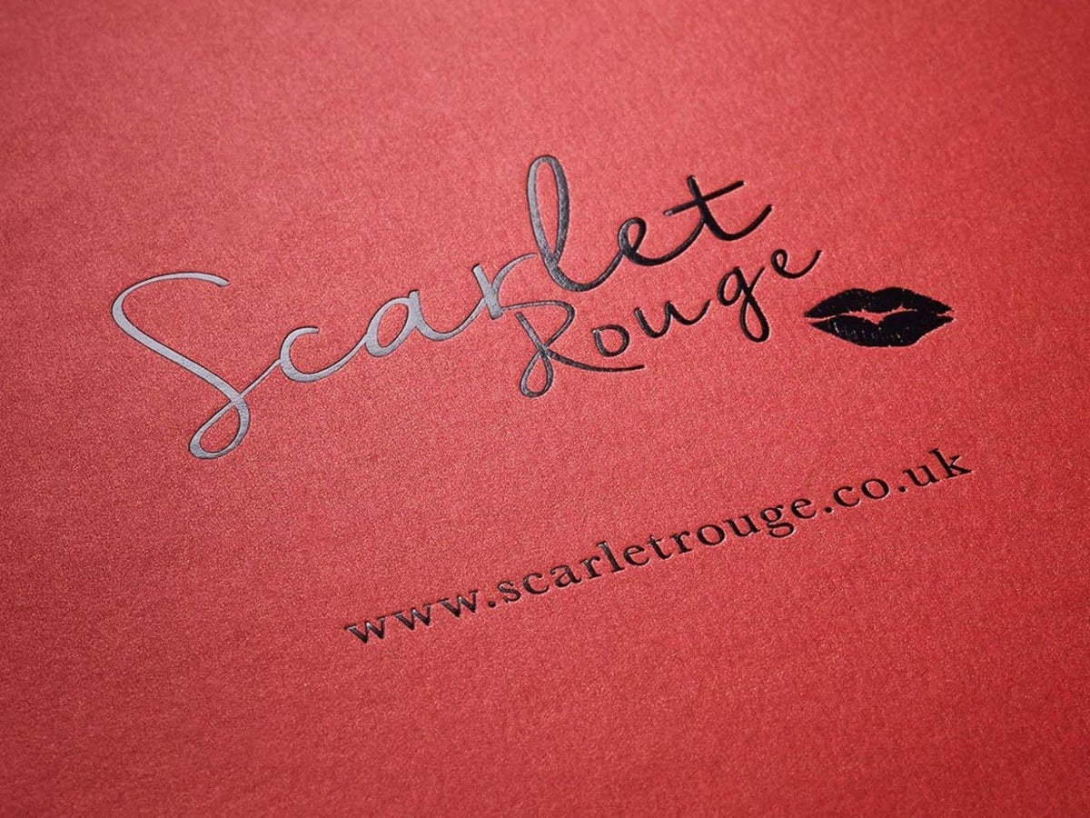 Custom Printed Black Foil Logo onto Lid of Red Gift Box