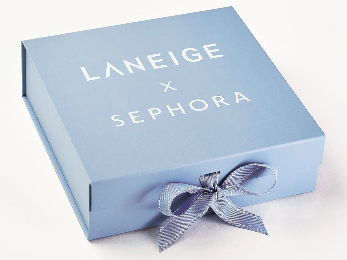 Pale Blue Large Gift Box with Custom 1 Colour Print to Lid