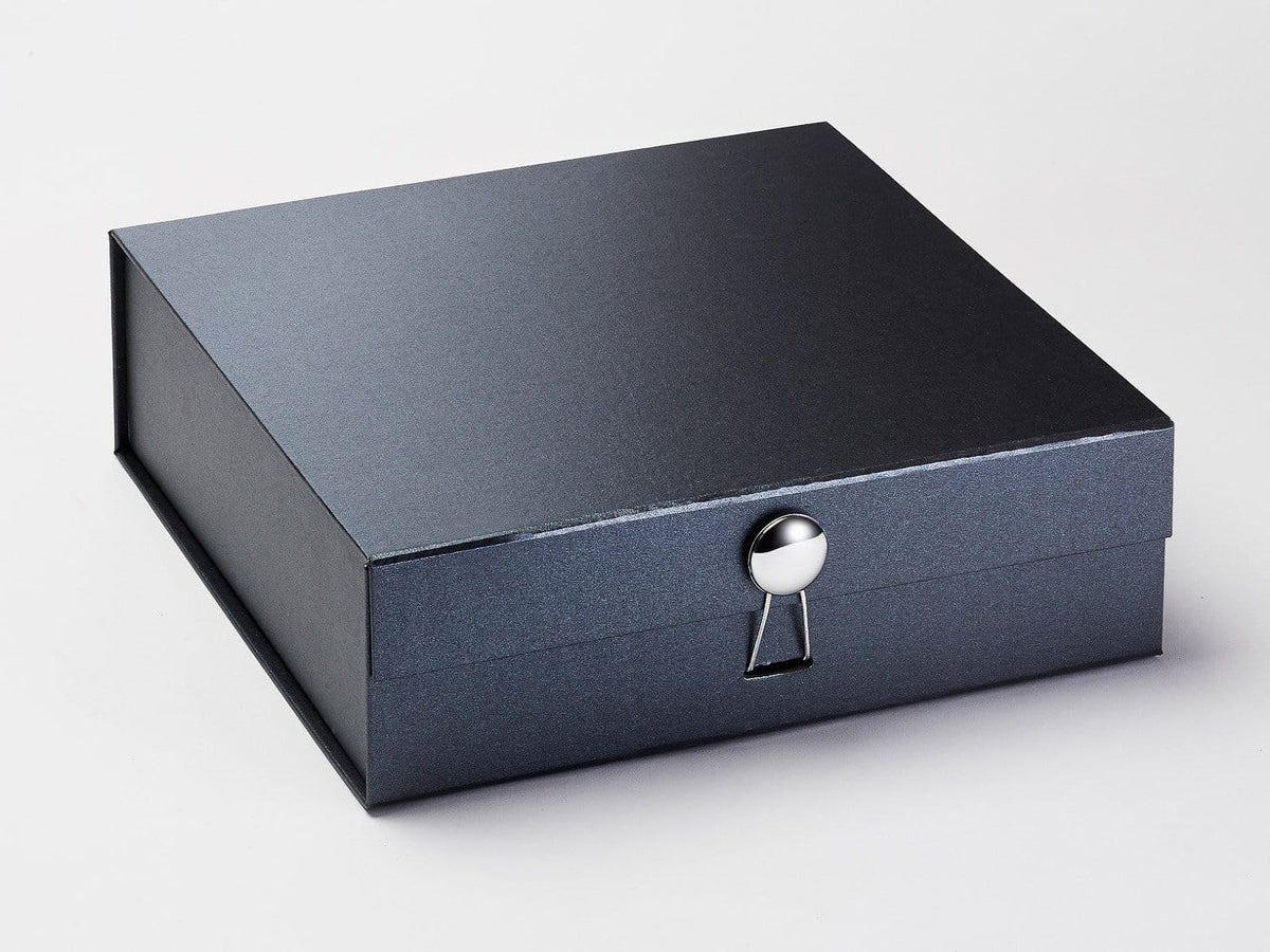 Large Pewter Folding Gift Box Featured with Metallic Silver Dome Closure