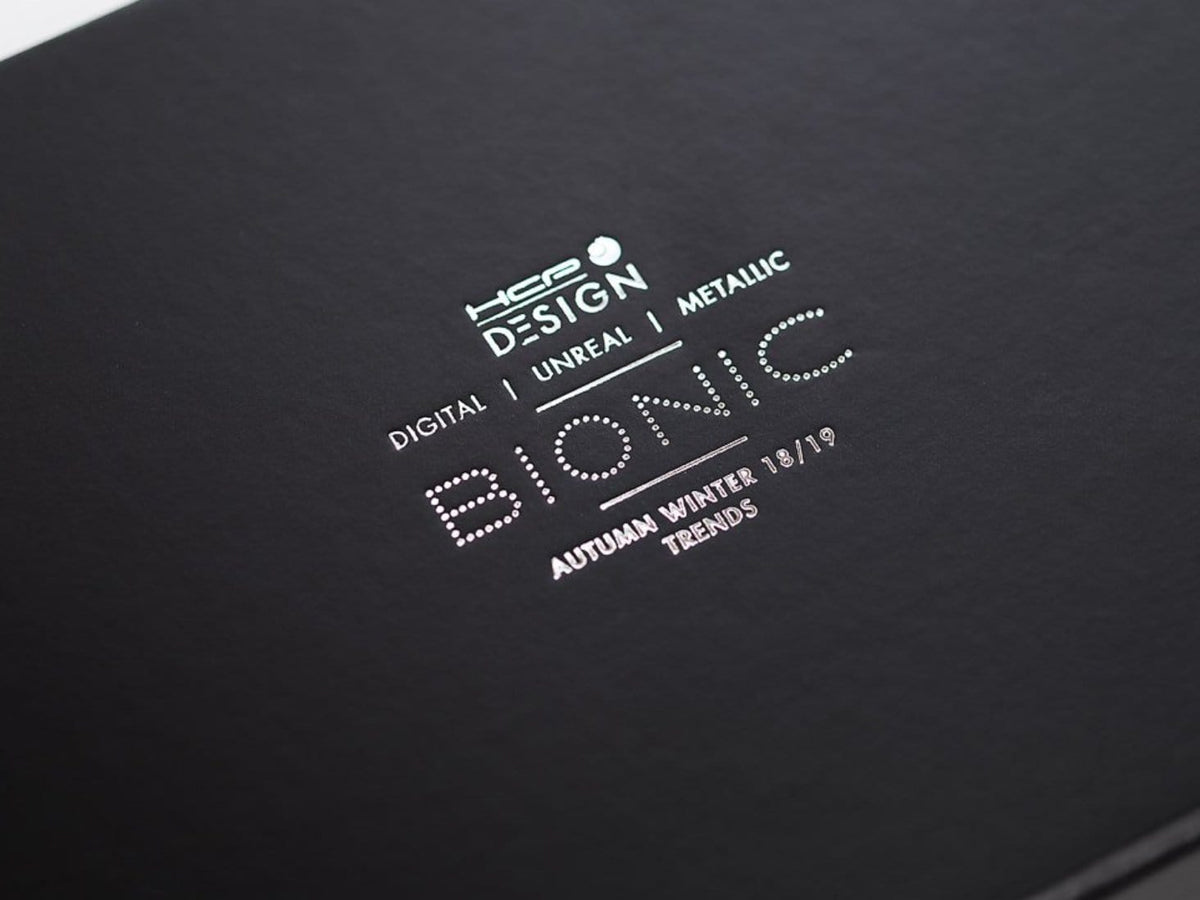 Black Folding Gift Box with Custom Silver Foil Logo Design To Lid