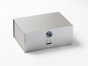 Silver Gift Box with Sapphire and Diamond Flower Gemstone Closure