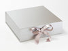 Silver Merry Christmas Recycled Satin Ribbon Featured as a Double Bow on Silver Gift Box