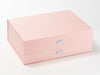 Example of Sample Silver Metal Slot Decal Labels Featured on Pale Pink A4 Deep Gift Box