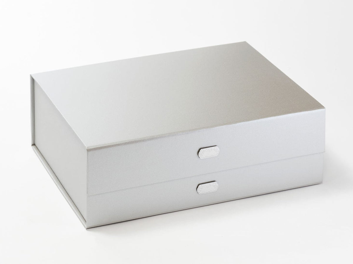 Silver Metal Slot Decal Labels Featured on Silver A4 Deep Gift Box