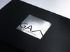 Black Folding Gift Box with Custom Printed Silver Foil Logo to Lid from Foldabox UK