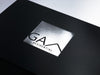 Custom Printed Silver Foil Logo to Lid of Black Folding Gift Box