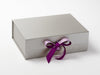 Silver Gift Box Featuring Fresco Mauve and Ultra Violet Double Ribbon Bow