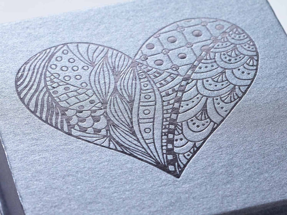 Pewter Gift Box with Black Foil Heart Design