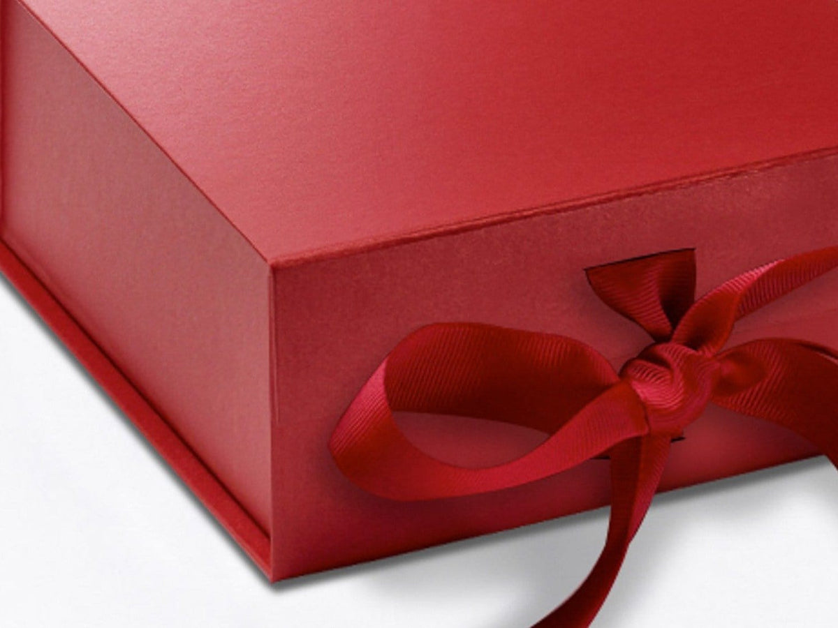 Small Red Folding Gift Box Sample Ribbon Detail
