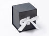 Small Black Cube Gift Box featured with white grosgrain ribbon from Foldabox